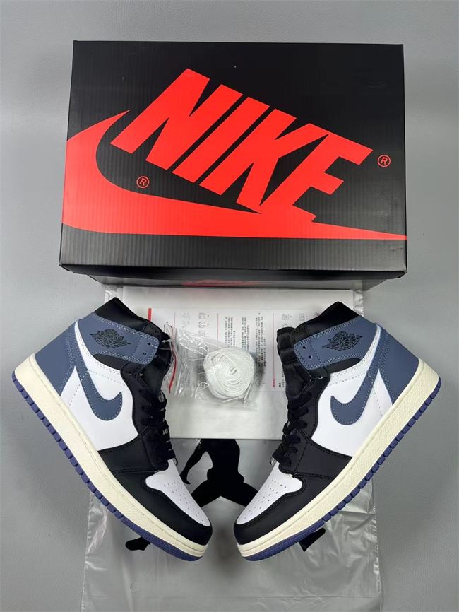 Men's Running Weapon Air Jordan 1 Navy/Black/White Shoes 0600